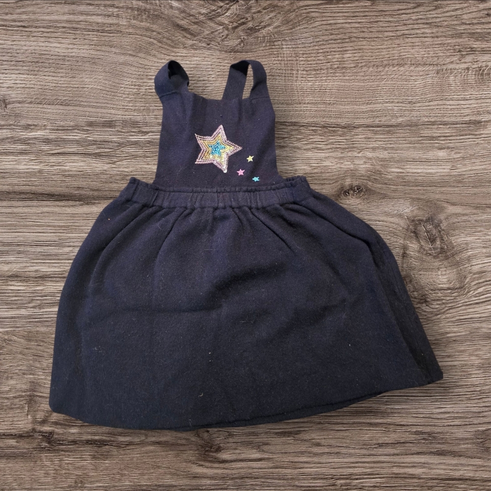Primark Girls Overall Dress Navy Sequin Star Embellished Jumper 3–4 Yrs Toddler